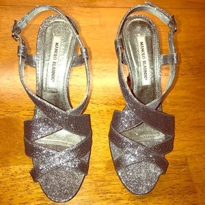 Silver Glitter Manolo Blahnik Heels
